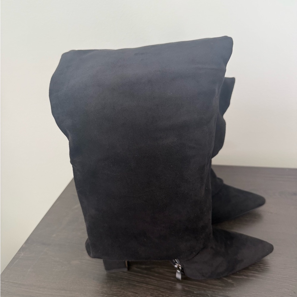 Black Suede Knee-High Boots